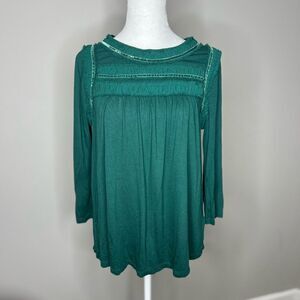 Boden velvet trim smocked top